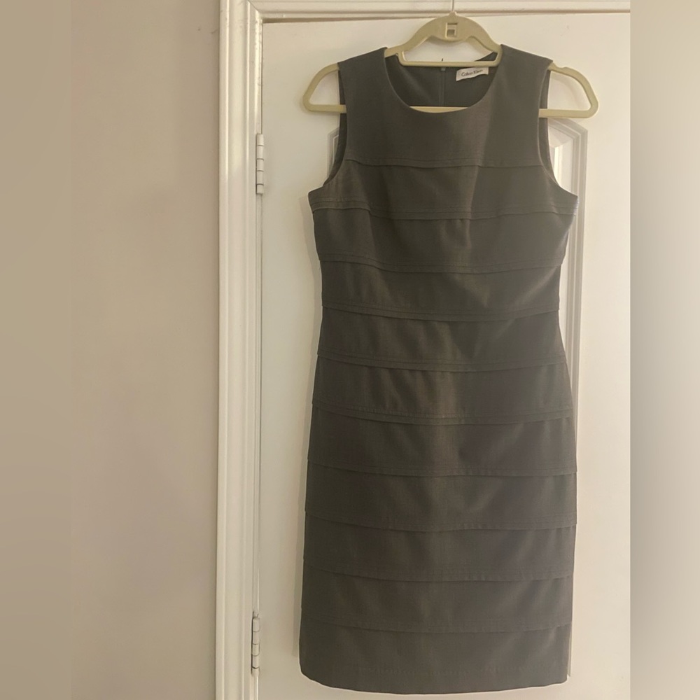 Gray Calvin Klein shift dress, perfect for work